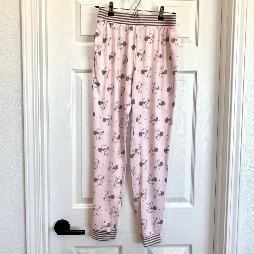 🎀 NWOT Minnie Mouse Light Pink Brushed Knit Jogger Pajama Pants Disney - Picture 5 of 14